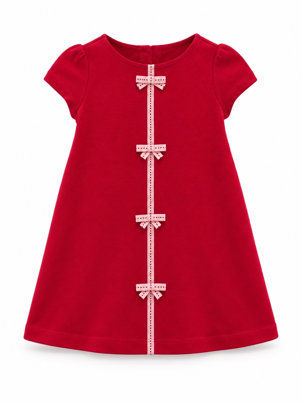 Janie and Jack Red Dress with Pink Ribbon Bows